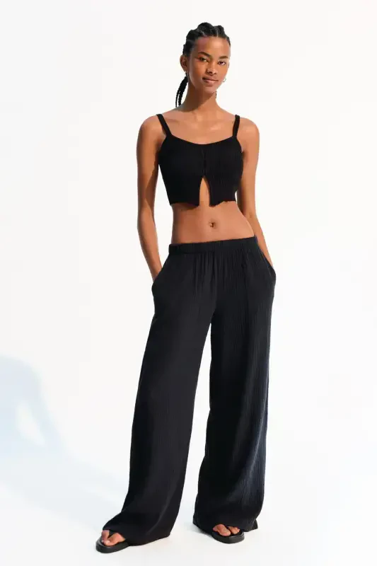 Wide leg rustic pants - 4