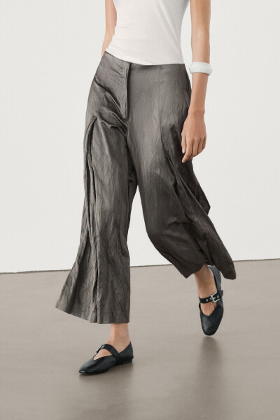 Wide leg satin trousers - 3