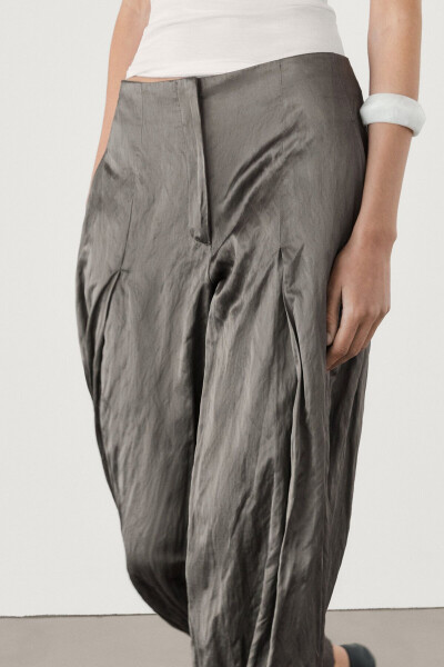 Wide leg satin trousers - 5