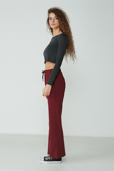 Wide Leg Spanish Trousers Sweatpants 736 Burgundy - 7