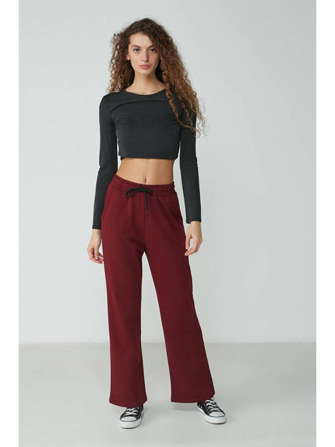 Wide Leg Spanish Trousers Sweatpants 736 Burgundy - 1