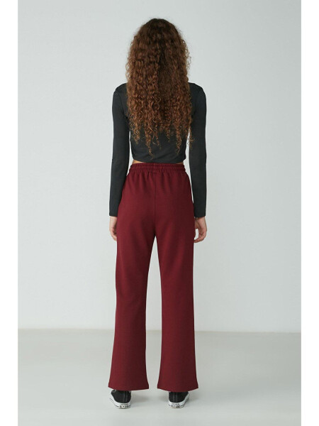 Wide Leg Spanish Trousers Sweatpants 736 Burgundy - 4