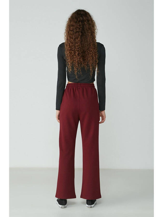 Wide Leg Spanish Trousers Sweatpants 736 Burgundy - 4