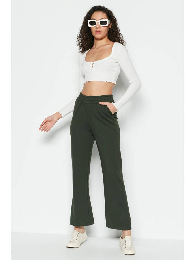 Wide Leg Spanish Trousers Sweatpants 736 Khaki - 1