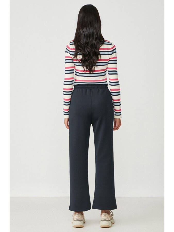 Wide Leg Spanish Trousers Sweatpants 804 Navy - 4