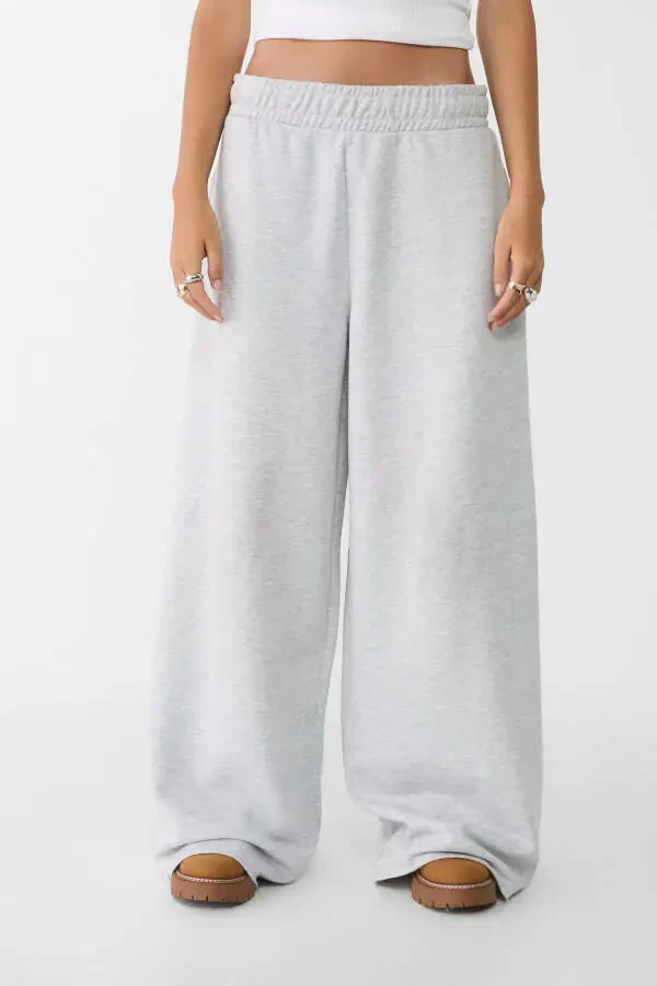 Wide leg, striped, cotton pants. - 2