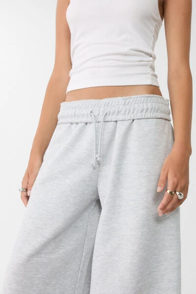 Wide leg, striped, cotton pants. - 4