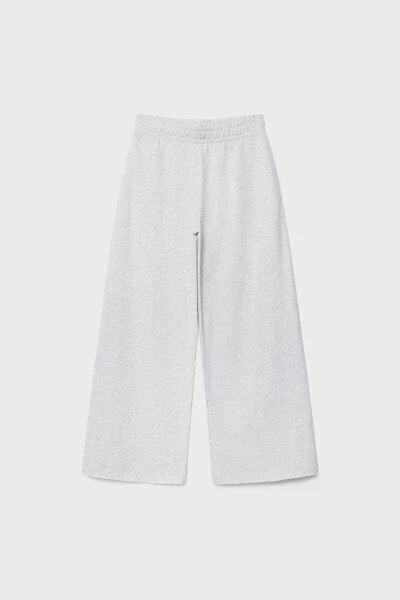 Wide leg, striped, cotton pants. - 5