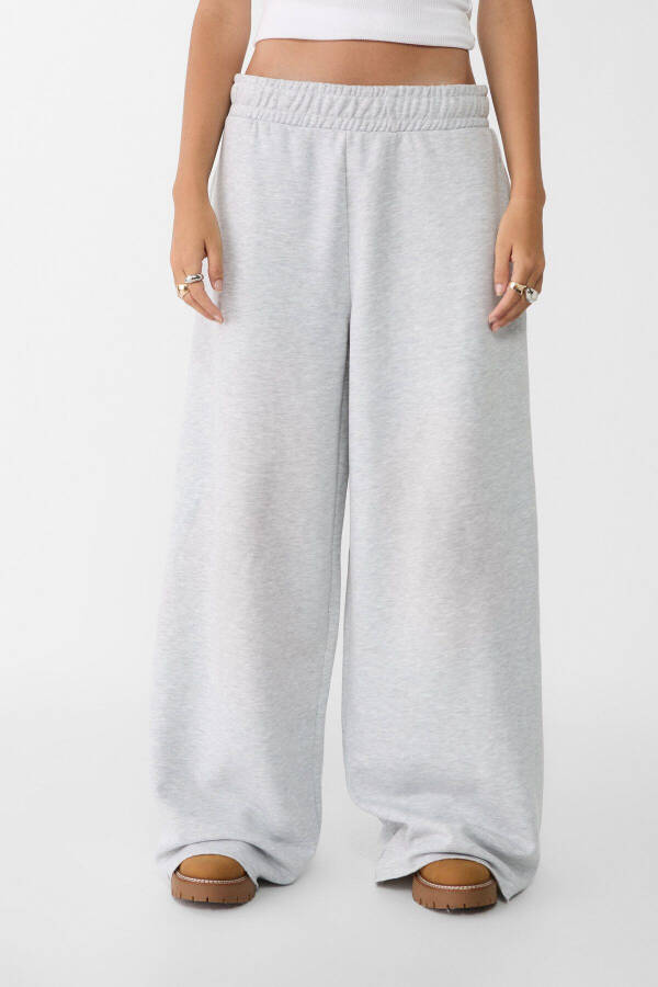 Wide leg, striped, cotton pants. - 2
