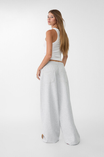 Wide leg, striped, cotton pants. - 3