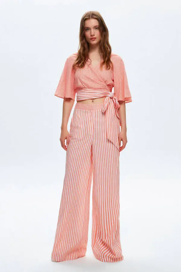 Wide Leg Striped Trousers - 1