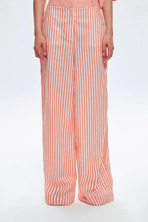 Wide Leg Striped Trousers - 2