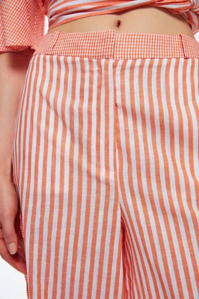 Wide Leg Striped Trousers - 4