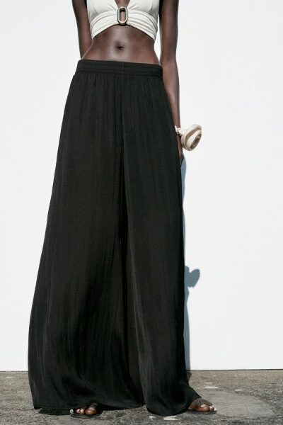 WIDE LEG TROUSERS - Black - MODAZONE (1)