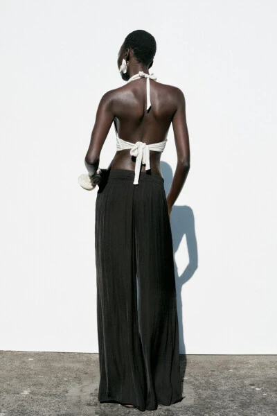 WIDE LEG TROUSERS - Black - 6