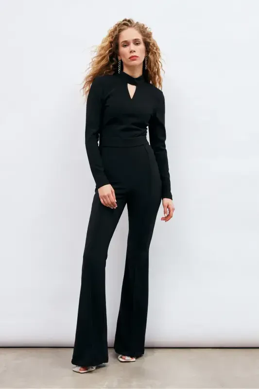 Wide Leg Trousers - Black - 3