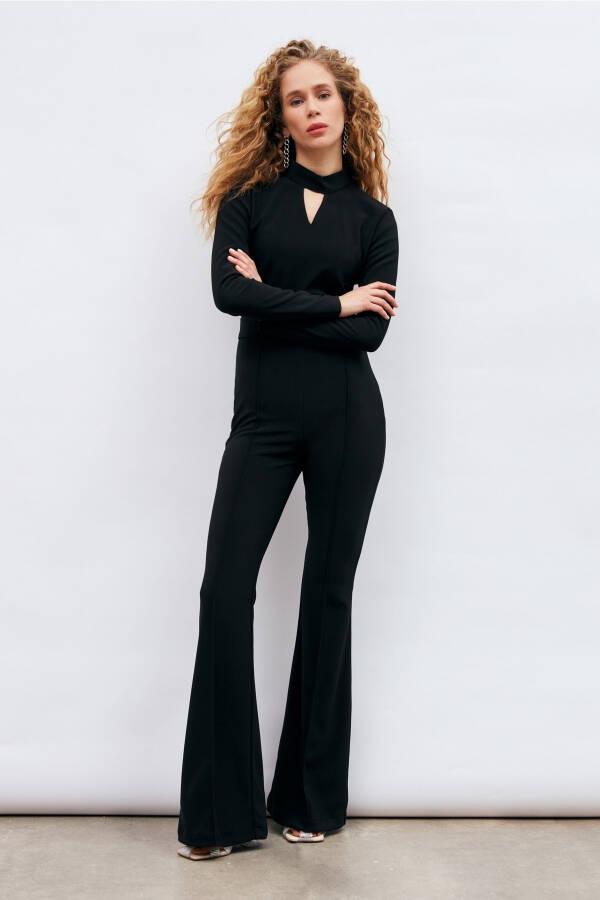 Wide Leg Trousers - Black - 8