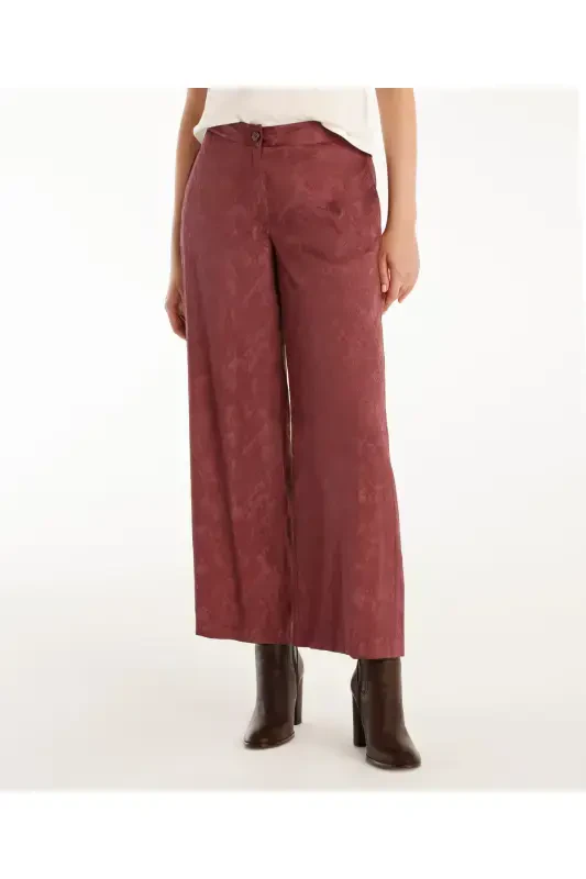 Wide Leg Trousers-BURGUNDY - 3