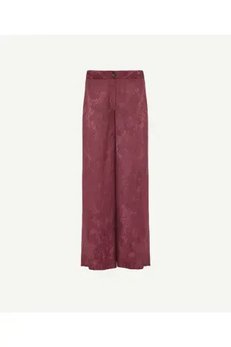 Wide Leg Trousers-BURGUNDY - 5