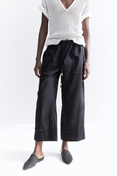 Wide, linen blend trousers. - 2