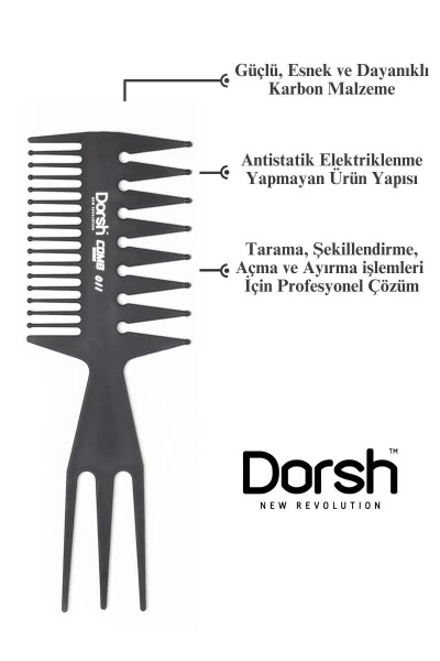 Wide Spaced Wax Styling Comb Antistatic Carbon Comb - Comb And Style - 011 - DORSH (1)
