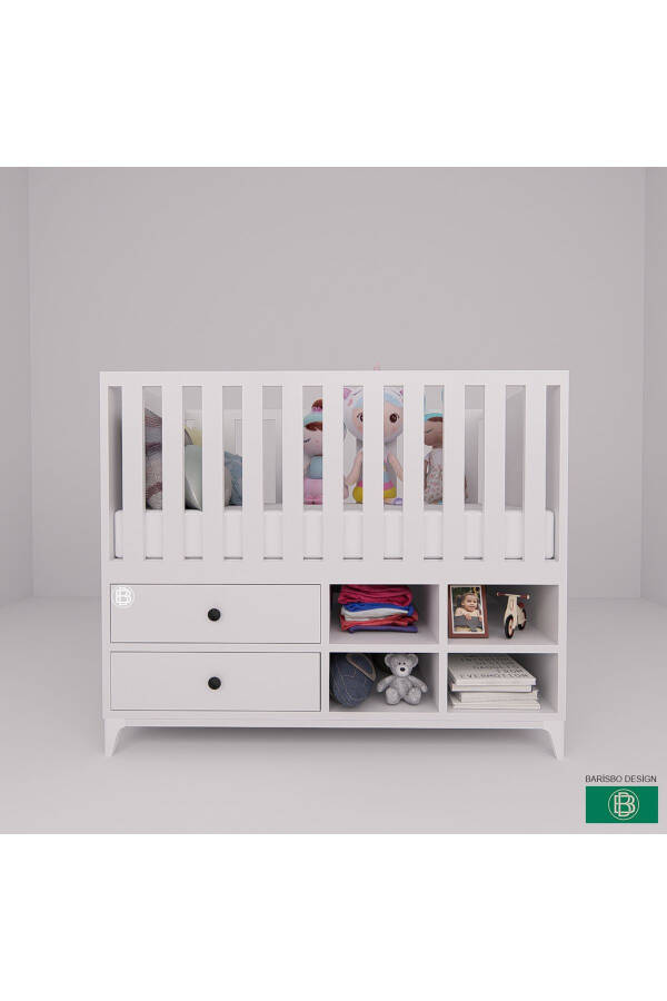 Wide Storage Area with Cradle Drawers and Shelves - 1