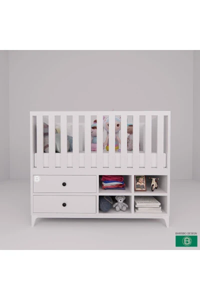 Wide Storage Area with Cradle Drawers and Shelves - 1