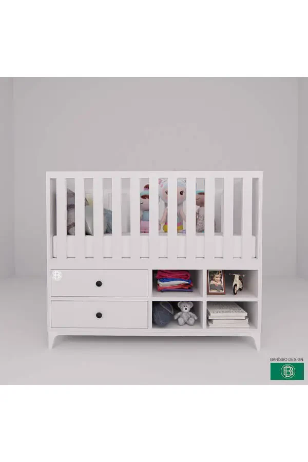 Wide Storage Area with Cradle Drawers and Shelves - 1