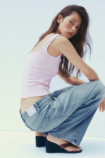 WIDE STRAP T-SHIRT-Pink - 4