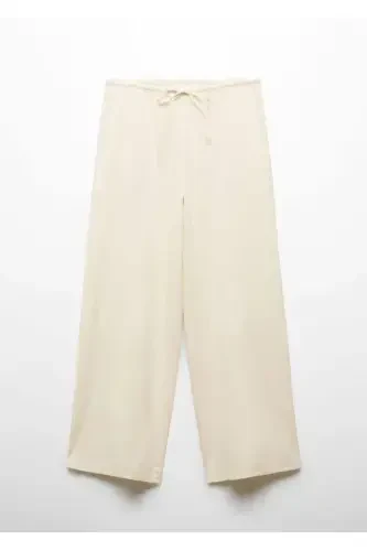 Wideleg linen pants-Sand Beige - 3