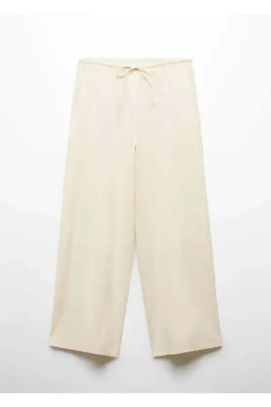 Wideleg linen pants-Sand Beige - 3