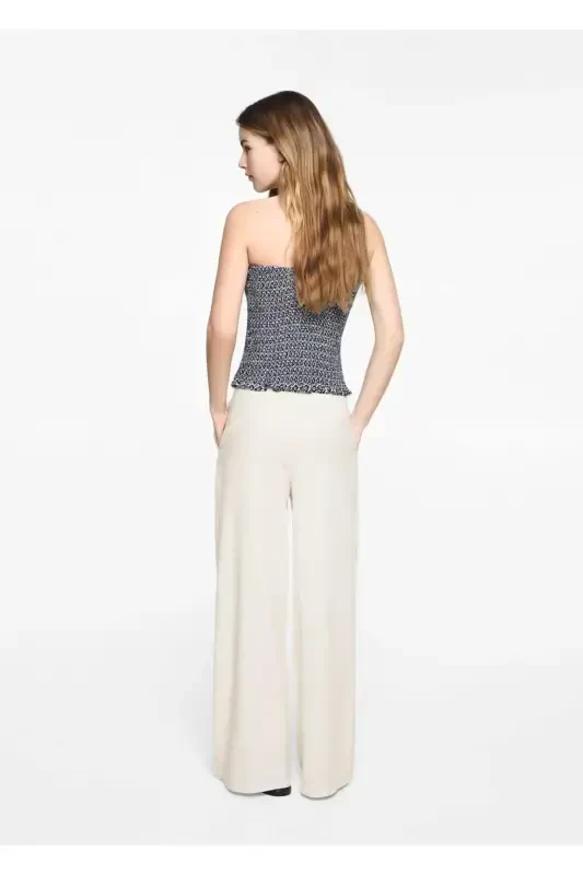 Wideleg linen pants-Sand Beige - 4