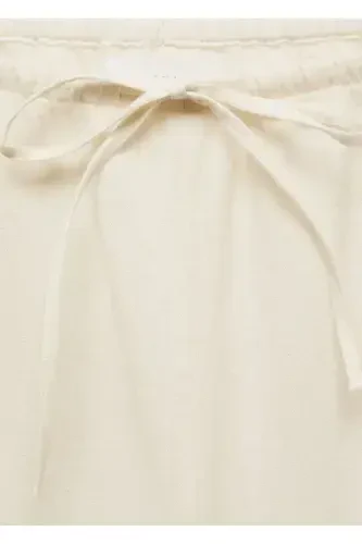 Wideleg linen pants-Sand Beige - 5