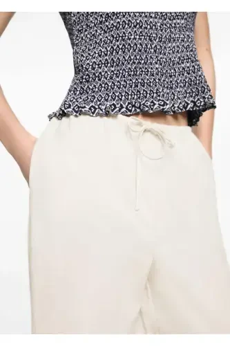 Wideleg linen pants-Sand Beige - 6