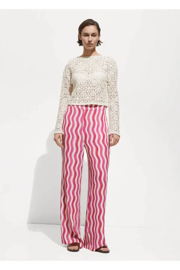 Wideleg patterned pants - 8