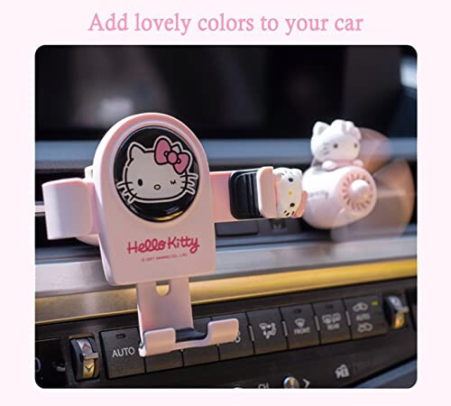 WIEEZN Cute Phone Mount for Car, Pink Cat Air Vent Clip Car Phone Holder Mount Fit for All Cell Phone, Pretty Car Accessories for Women and Girls - 2