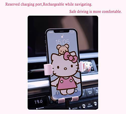 WIEEZN Cute Phone Mount for Car, Pink Cat Air Vent Clip Car Phone Holder Mount Fit for All Cell Phone, Pretty Car Accessories for Women and Girls - 6