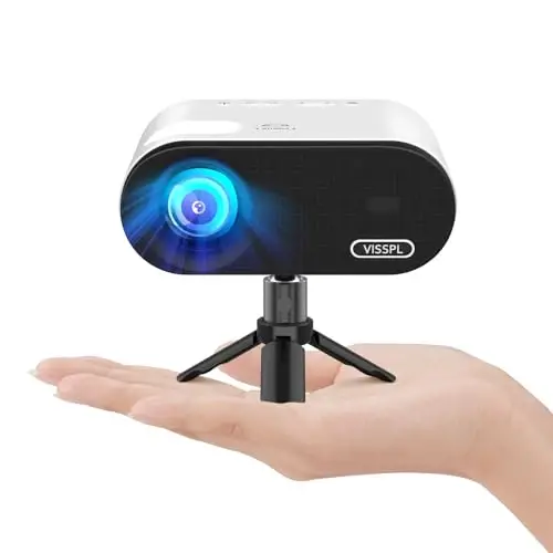 WiFi va Bluetooth-ga ega mini proyektor, VISSPL Full HD 1080P proyektori, Shtativli ko'chma tashqi proyektor, Android/iOS/Windows/TV Stick/HDMI/USB bilan mos keluvchi uy kinoteatrli kino telefoni proyektori - VISSPL
