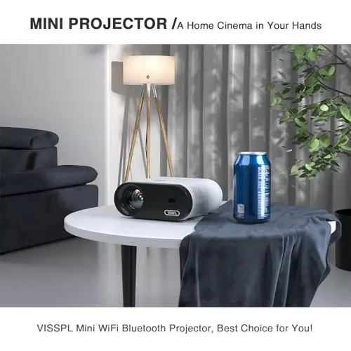 WiFi va Bluetooth-ga ega mini proyektor, VISSPL Full HD 1080P proyektori, Shtativli ko'chma tashqi proyektor, Android/iOS/Windows/TV Stick/HDMI/USB bilan mos keluvchi uy kinoteatrli kino telefoni proyektori - 5
