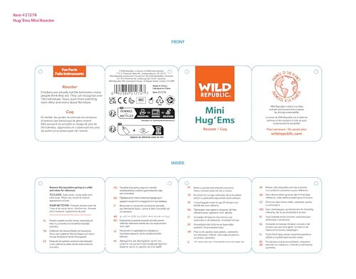 Wild Republic Xo'roz Plyush, To'ldirilgan Hayvon, Plyush O'yinchoq, Bolalar Uchun Sovg'alar, Hug’Ems 7 dyuym - Wild
