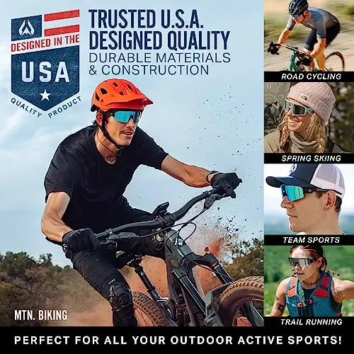 Wildhorn Radke MTB Cycling Glasses, UV400 Sports Ski Running Sunglasses for Women & Men, Baseball Glasses w/3 Swap Lenses - 6