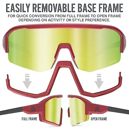 Wildhorn Radke MTB Cycling Glasses, UV400 Sports Ski Running Sunglasses for Women & Men, Baseball Glasses w/3 Swap Lenses - 3