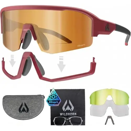 Wildhorn Radke MTB Cycling Glasses, UV400 Sports Ski Running Sunglasses for Women & Men, Baseball Glasses w/3 Swap Lenses - WILDHORN