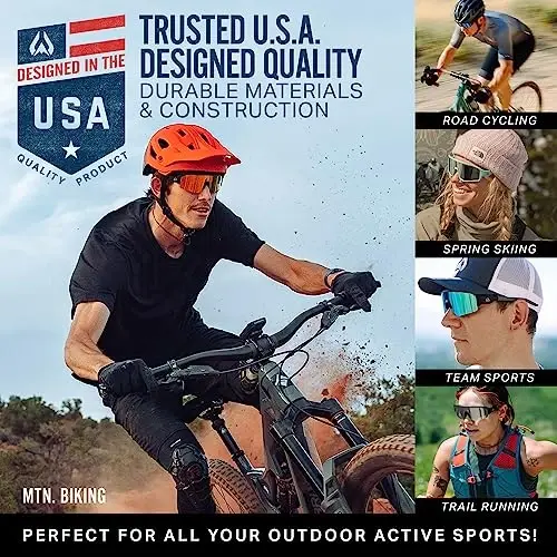 Wildhorn Radke MTB Cycling Glasses, UV400 Sports Ski Running Sunglasses for Women & Men, Baseball Glasses w/3 Swap Lenses - 6