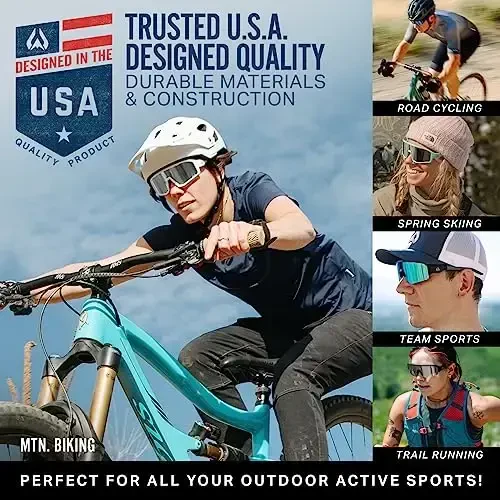 Wildhorn Radke MTB Cycling Glasses, UV400 Sports Ski Running Sunglasses for Women & Men, Baseball Glasses w/3 Swap Lenses - 6