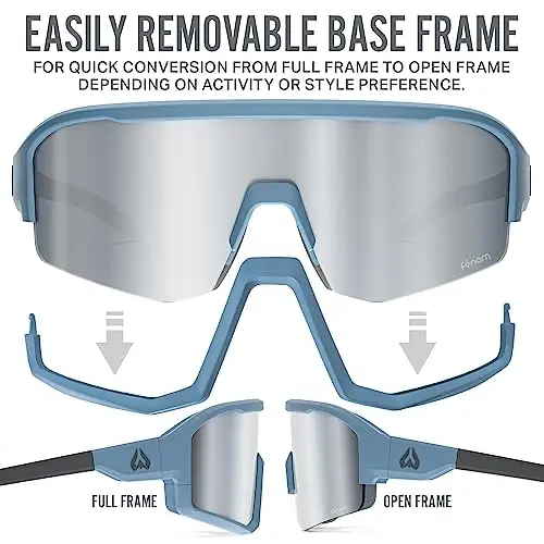 Wildhorn Radke MTB Cycling Glasses, UV400 Sports Ski Running Sunglasses for Women & Men, Baseball Glasses w/3 Swap Lenses - 3