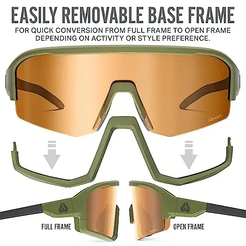 Wildhorn Radke MTB Cycling Glasses, UV400 Sports Ski Running Sunglasses for Women & Men, Baseball Glasses w/3 Swap Lenses - 3