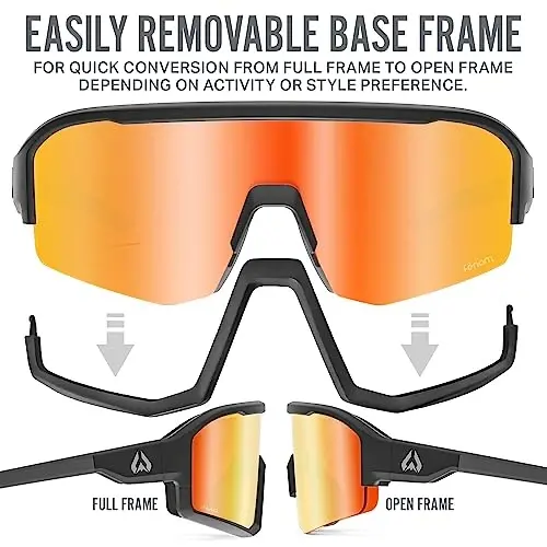 Wildhorn Radke MTB Cycling Glasses, UV400 Sports Ski Running Sunglasses for Women & Men, Baseball Glasses w/3 Swap Lenses - 3