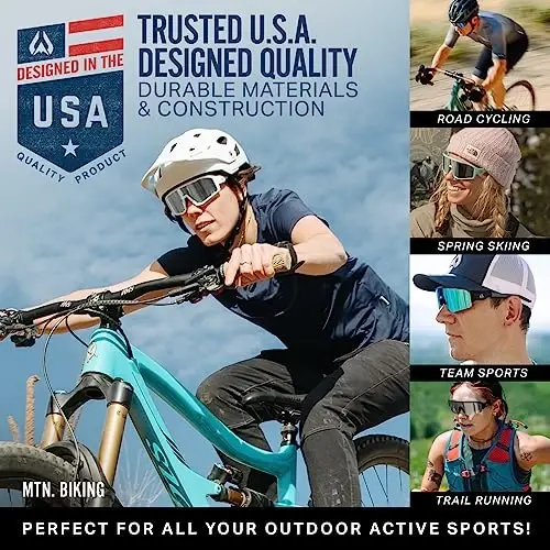 Wildhorn Radke MTB velosiped ko'zoynaklari, ayollar va erkaklar uchun UV400 sport ski yugurish quyoshdan saqlaydigan ko'zoynaklar, 3 ta almashtiriladigan linzali beysbol ko'zoynaklari - 6