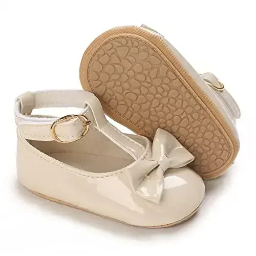 WILLFUN Baby Girls Mary Jane Flats Floral Princess Dress Crib Shoes Chaqaloqlar uchun To'rtdan birinchi yuruvchilar uchun sirpanmaydigan gul bosma malika ko'ylagi ko'ylak poyafzallari 